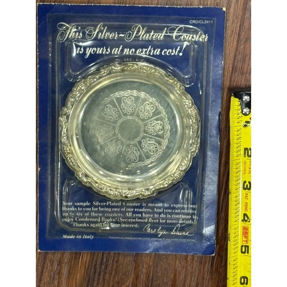Vintage Silver Plated Coaster 4 Inch Diameter Made In Italy Set Of 2